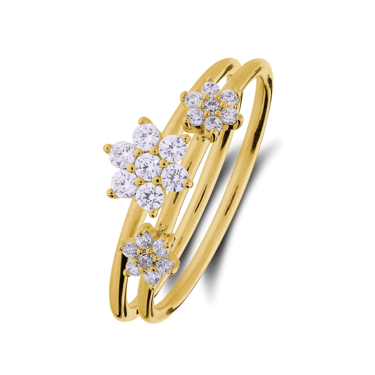 Silberner Blumenring mit Zirkonia für Damen