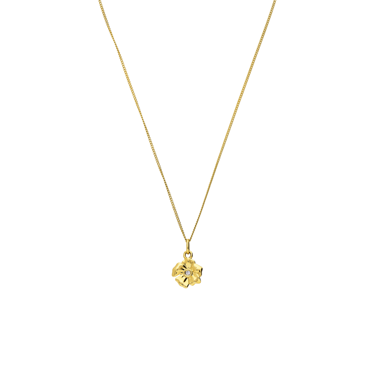 14 karaat geelgouden ketting met hanger met diamant 0.01ct voor dames