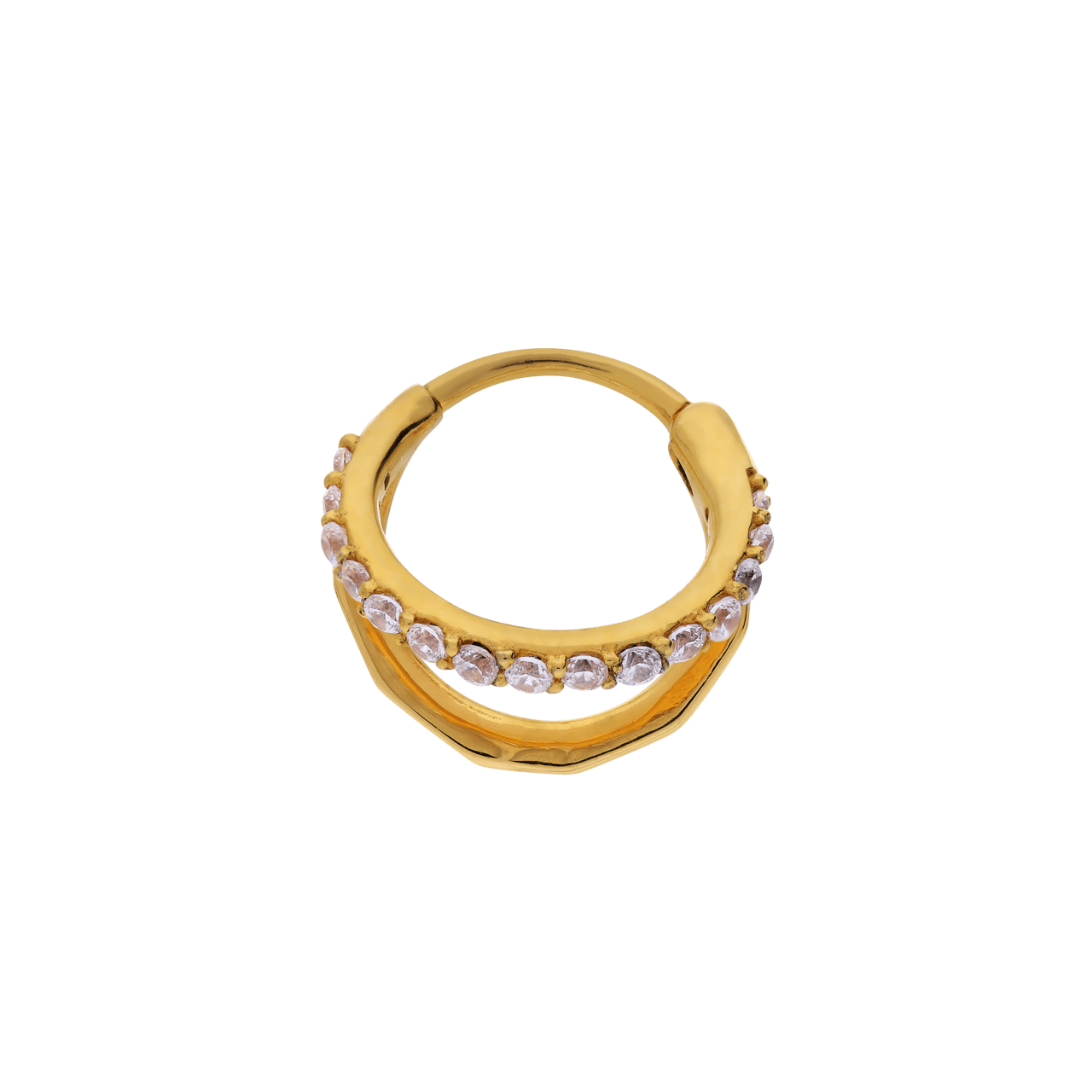 Stahlene, vergoldete Helix-Piercing mit Zirkonia