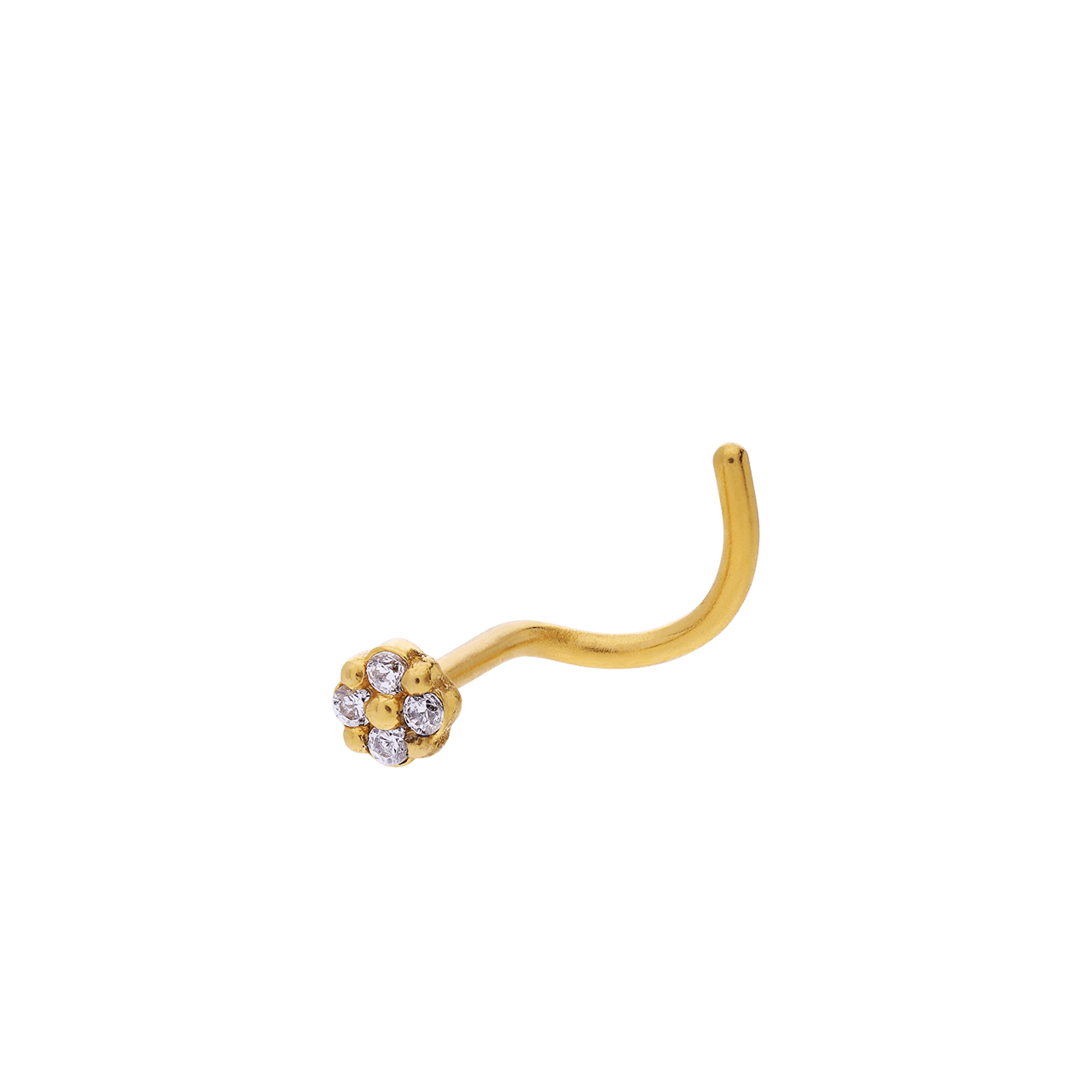 Stalen goldplated neuspiercing met zirkonia