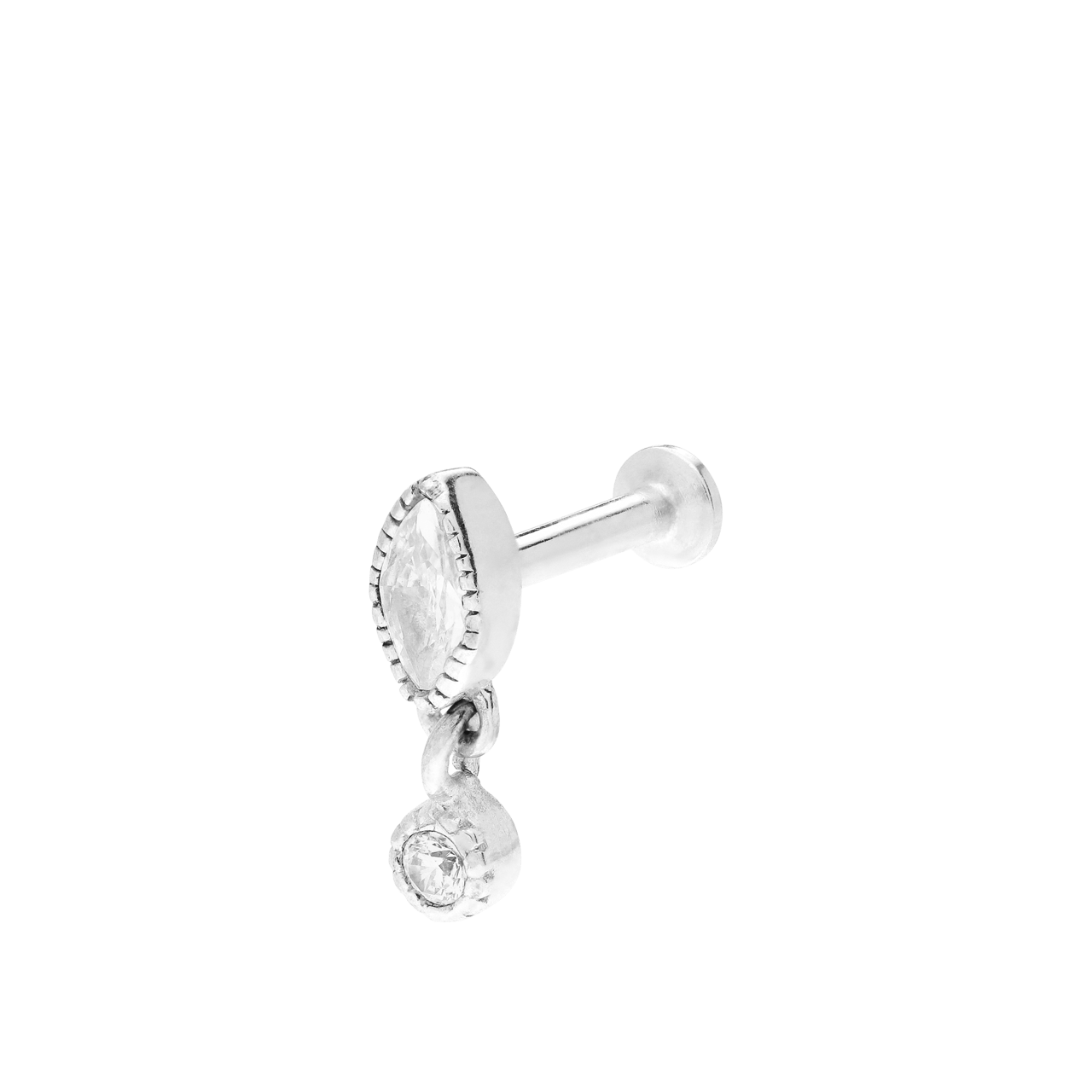 Stalen helixpiercing met zirkonia