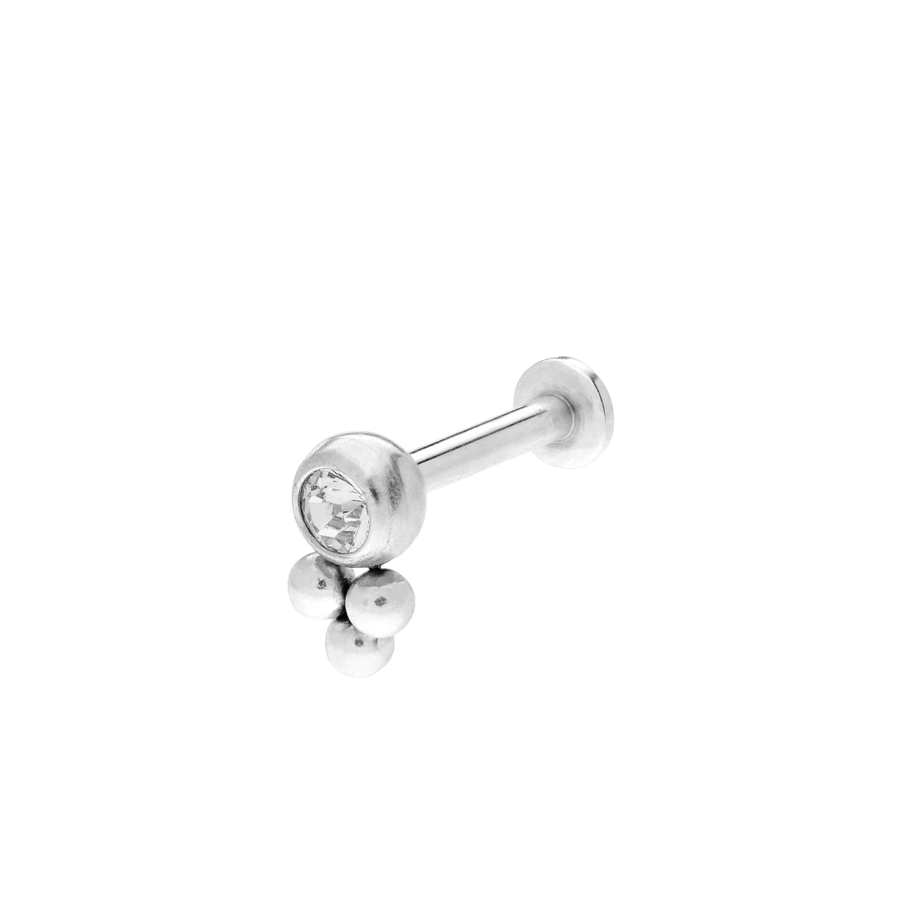 Stalen helixpiercing met kristal