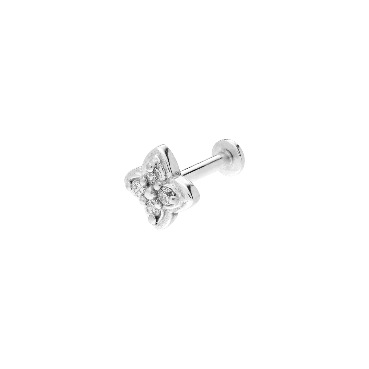 Stahl-Traguspiercing mit Zirkonia