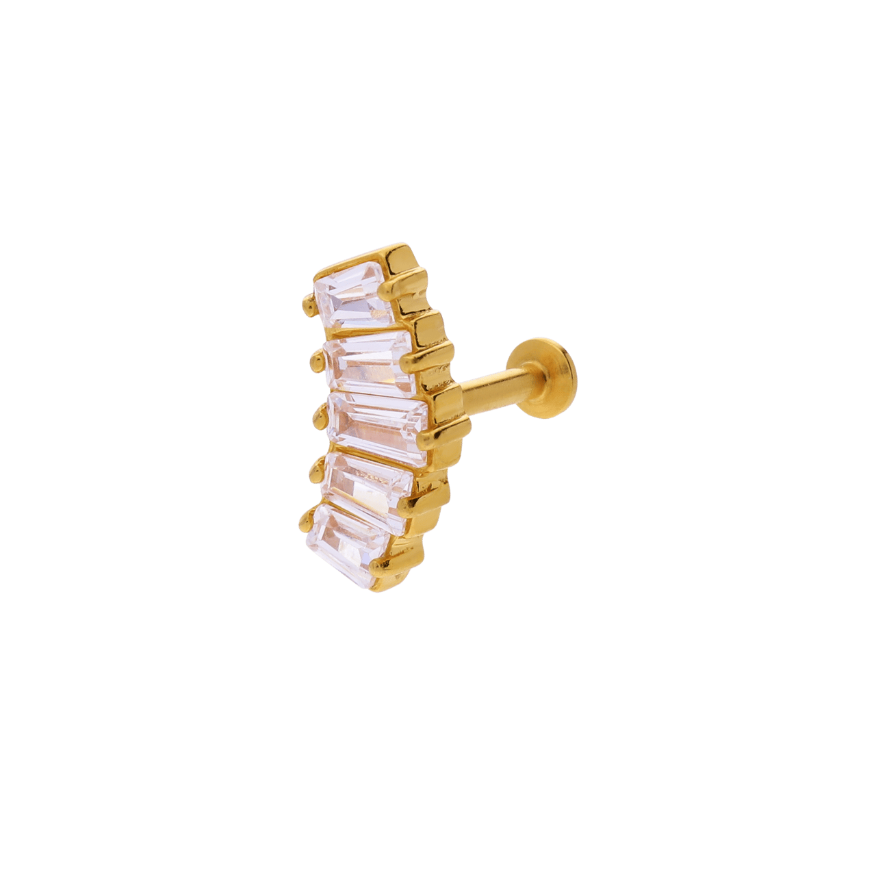 Stalen goldplated traguspiercing met zirkonia