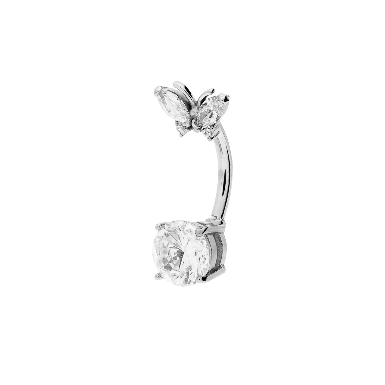 Stahl-Bauchnabelpiercing mit Zirkonia
