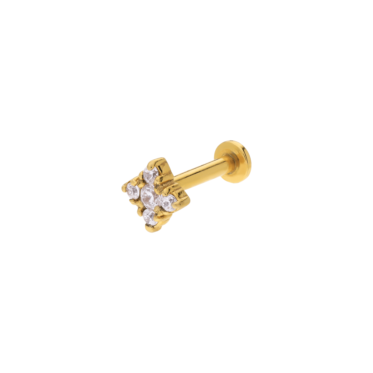 Stalen goldplated helixpiercing met zirkonia