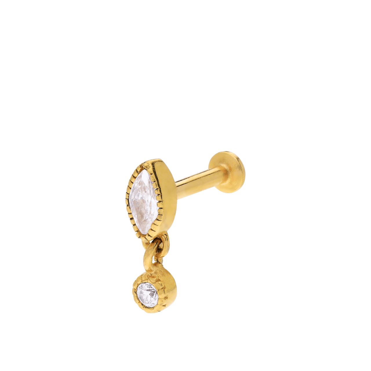 Stalen goldplated helixpiercing met zirkonia