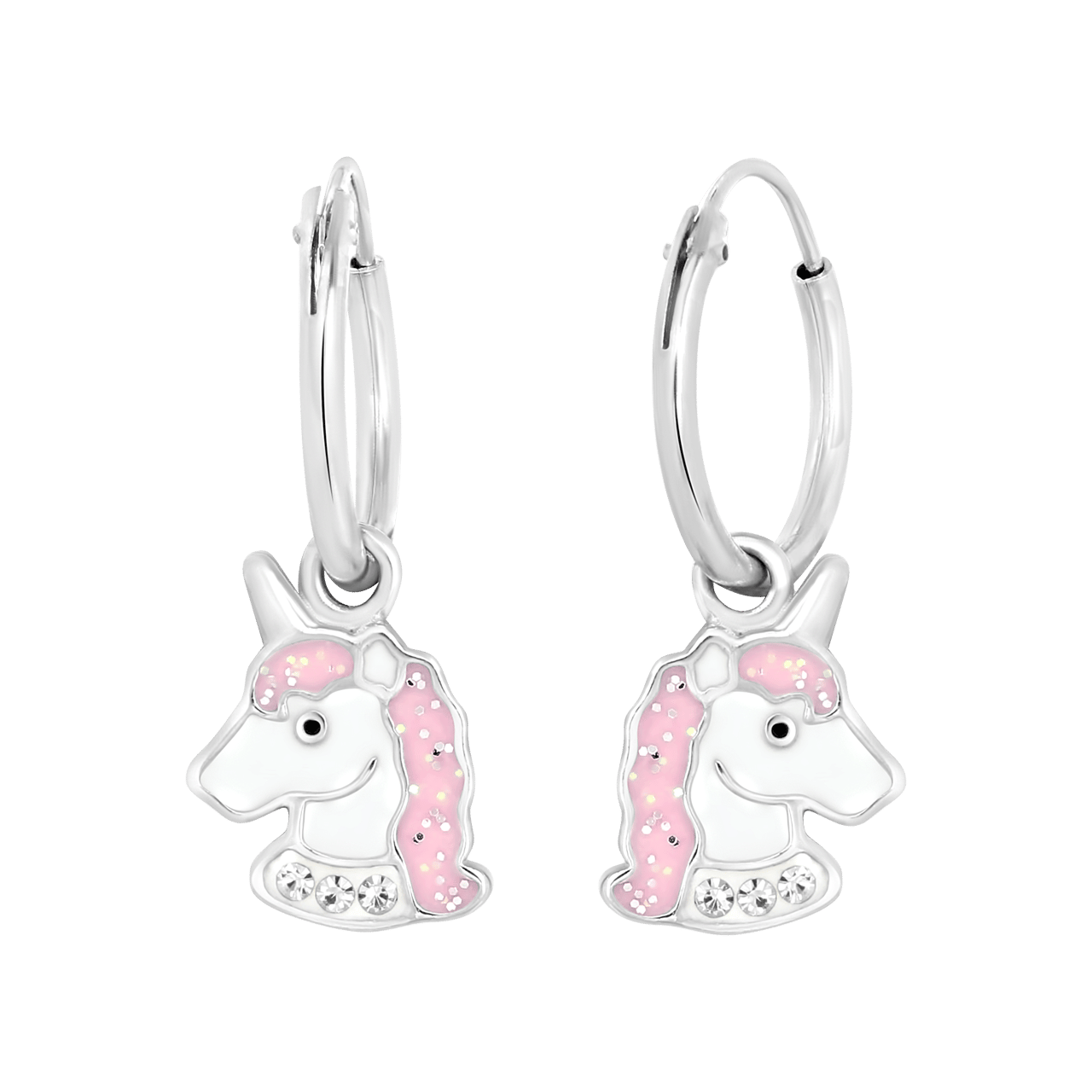 Silberne Kinderohrringe Einhorn mit Emaille