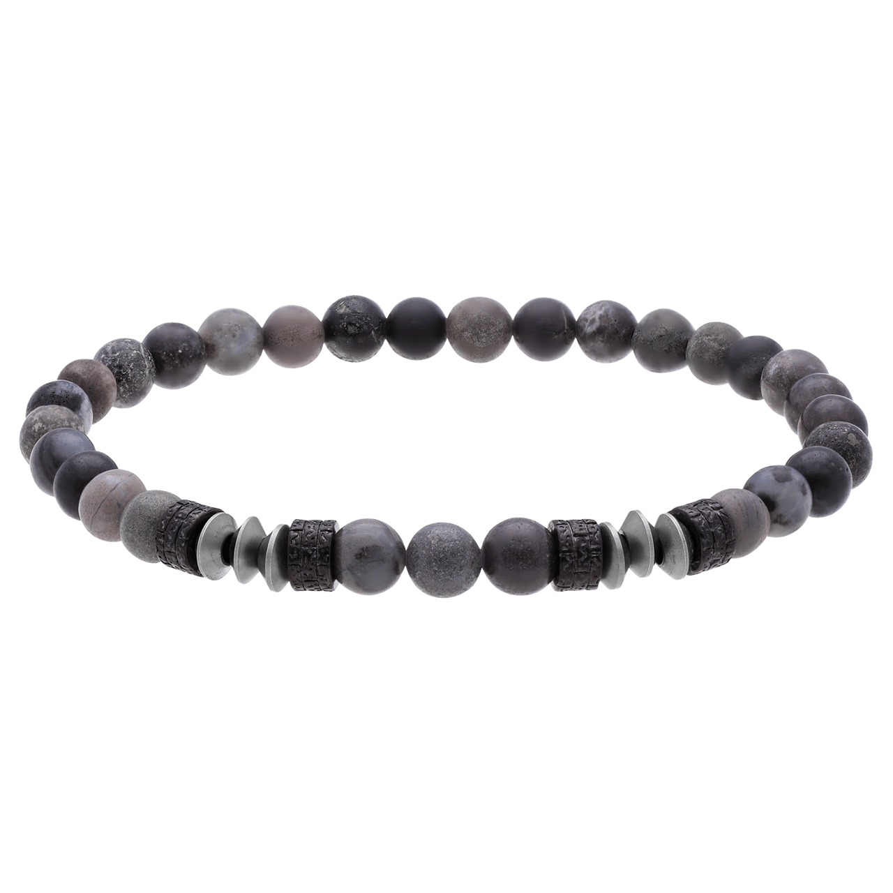 Stainless steel armband met grijze stenen
