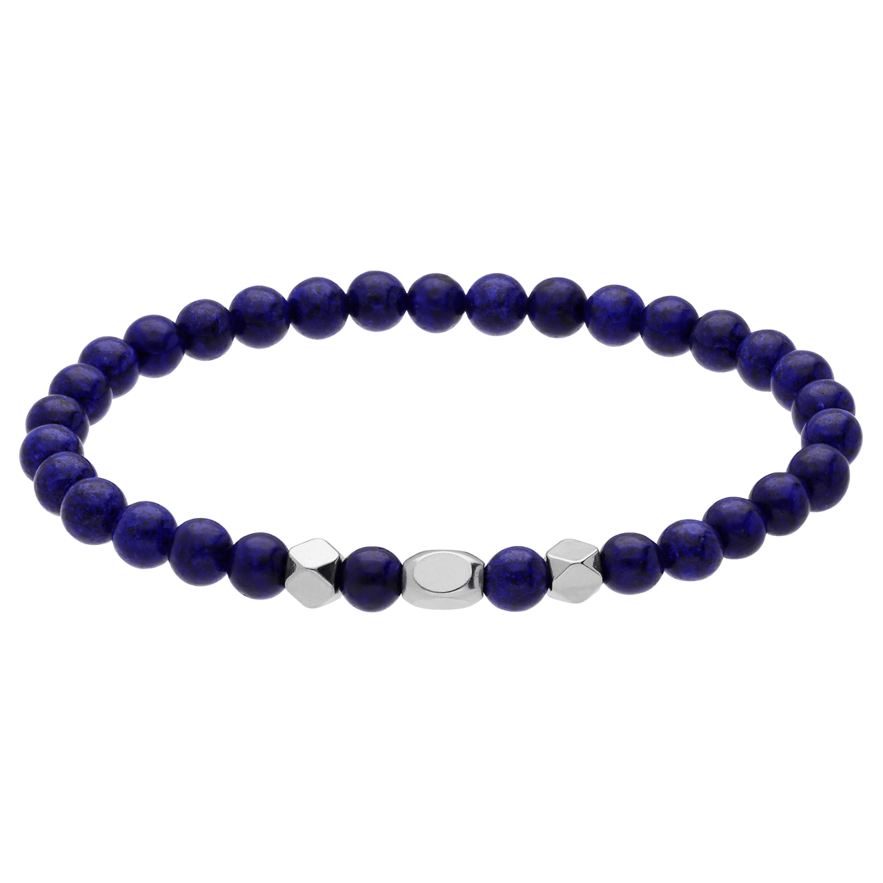Stainless steel herenkralenarmband blauwe lapis