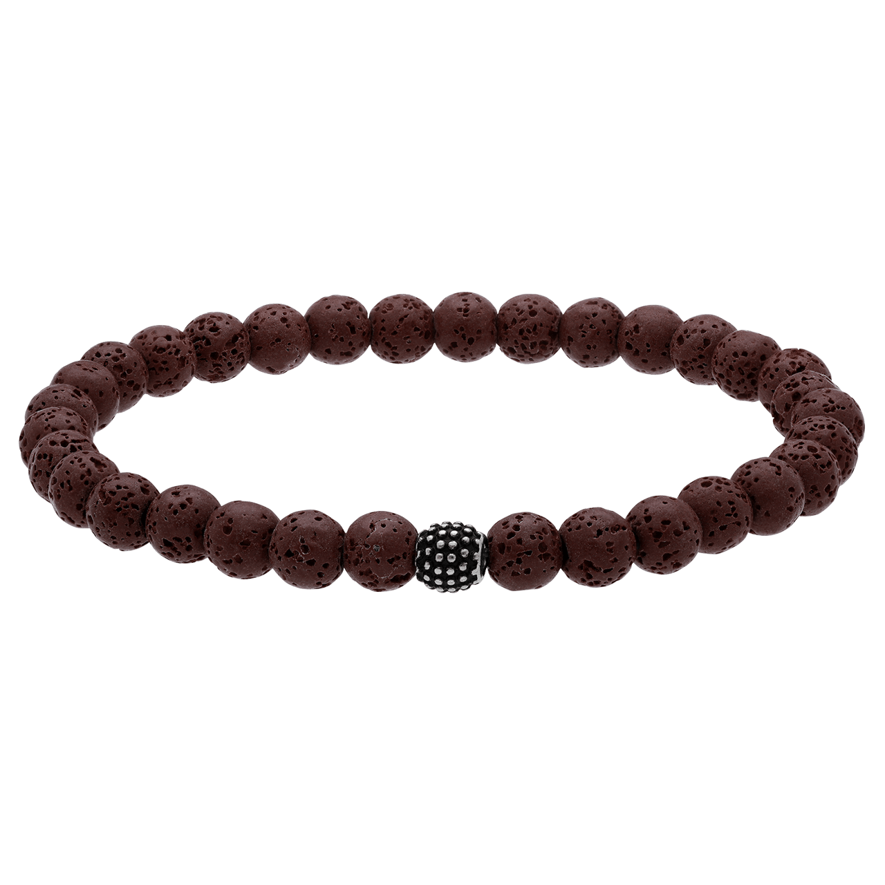 Edelstahl Herrenperlenarmband braun Lavastein