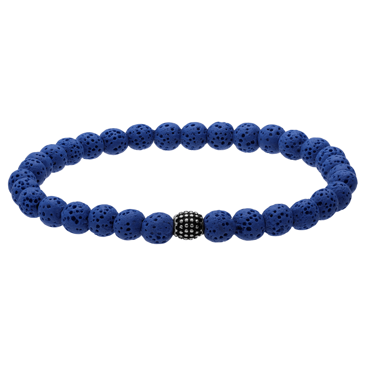 Edelstahl Herrenperlenarmband mit blauem Lavastein