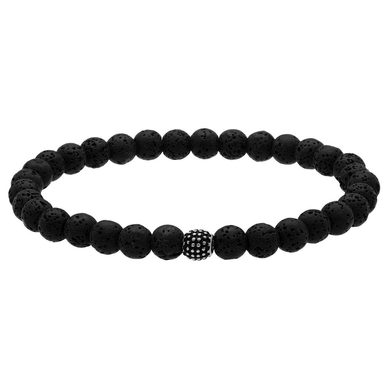 Stainless steel herenkralenarmband zwart lavasteen
