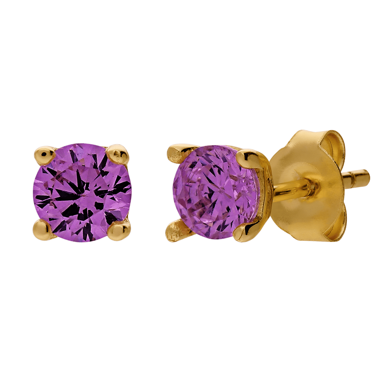 Zilveren goldplated oorring kinderen ruby zirkonia