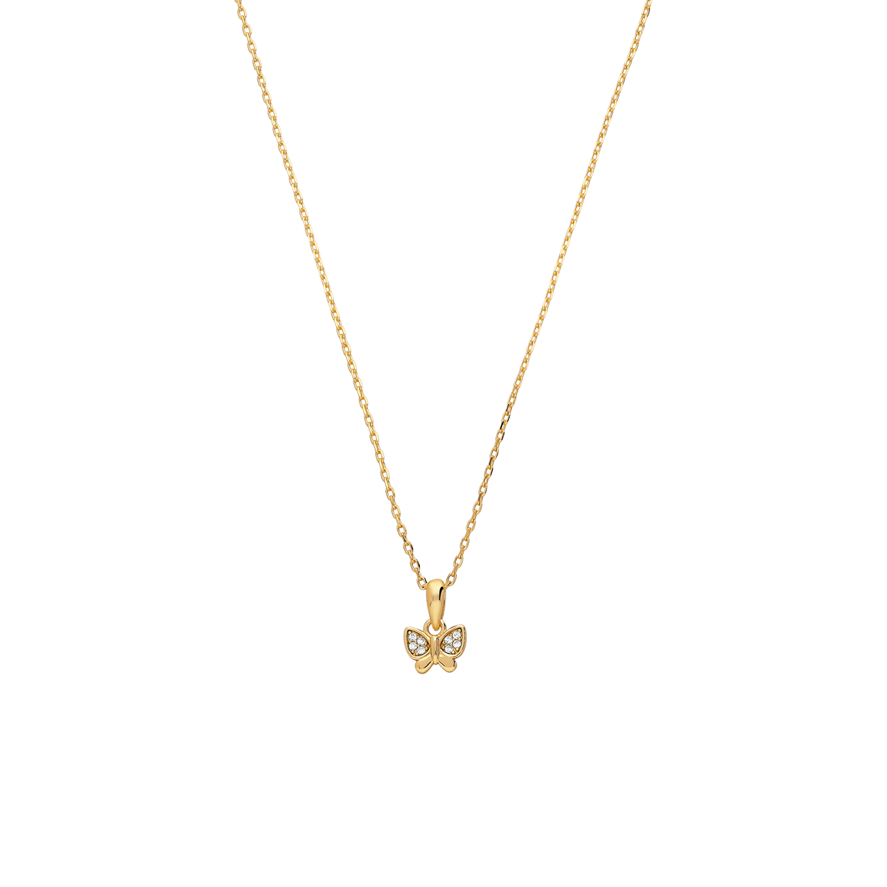 Zilveren goldplated ketting met vlinder