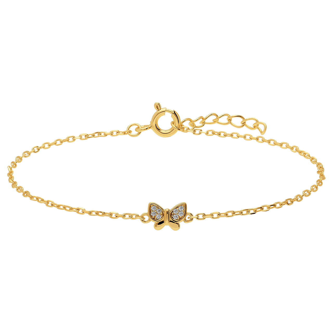 Zilveren goldplated armband met vlinder