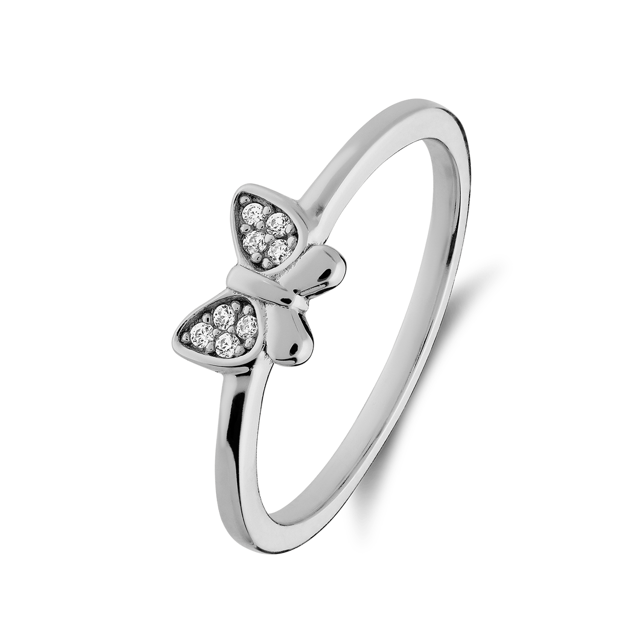 Zilveren ring met vlinder