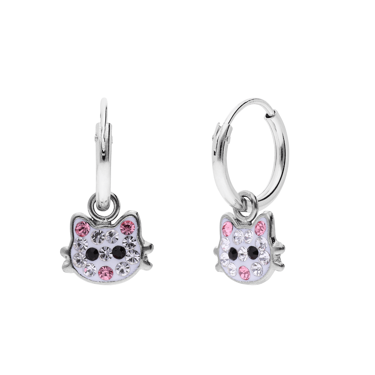 Zilveren kinderoorringen Kat 10mm