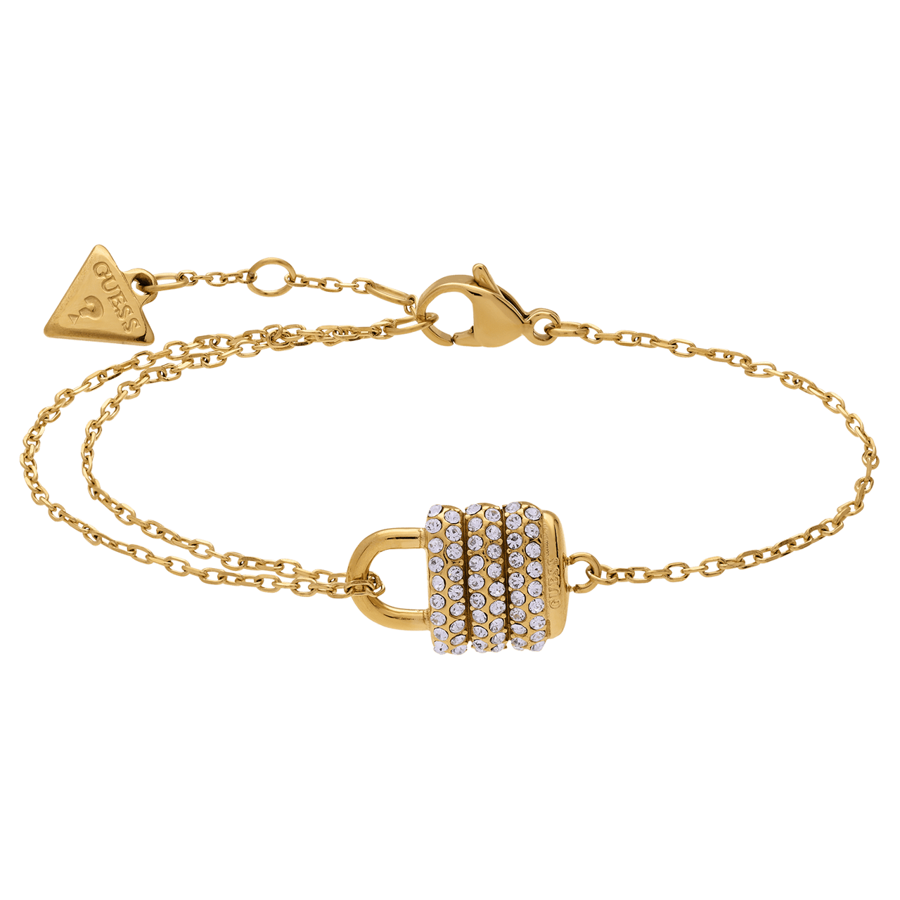 Guess stainless steel goldplated fantasiearmband met kristal voor dames