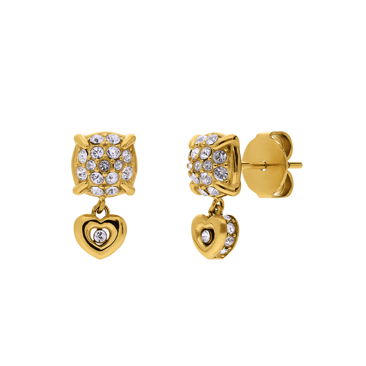 Guess stainless steel goldplated oorknoppen met kristal voor dames