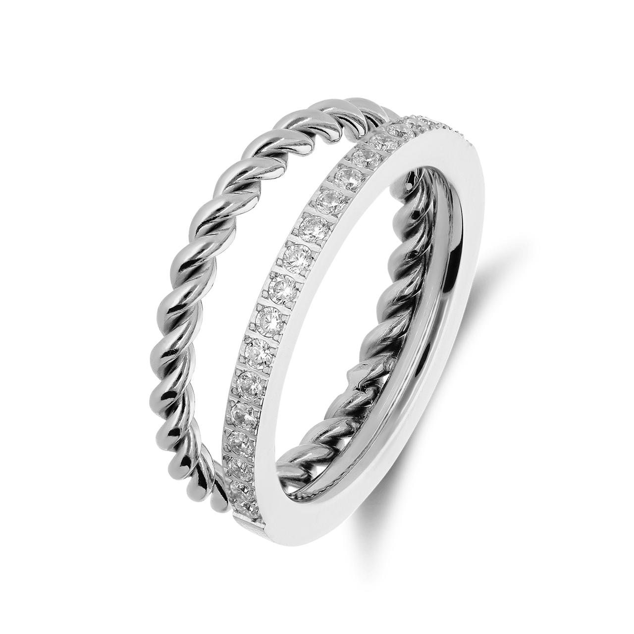 Stainless steel ring met zirkonia voor dames