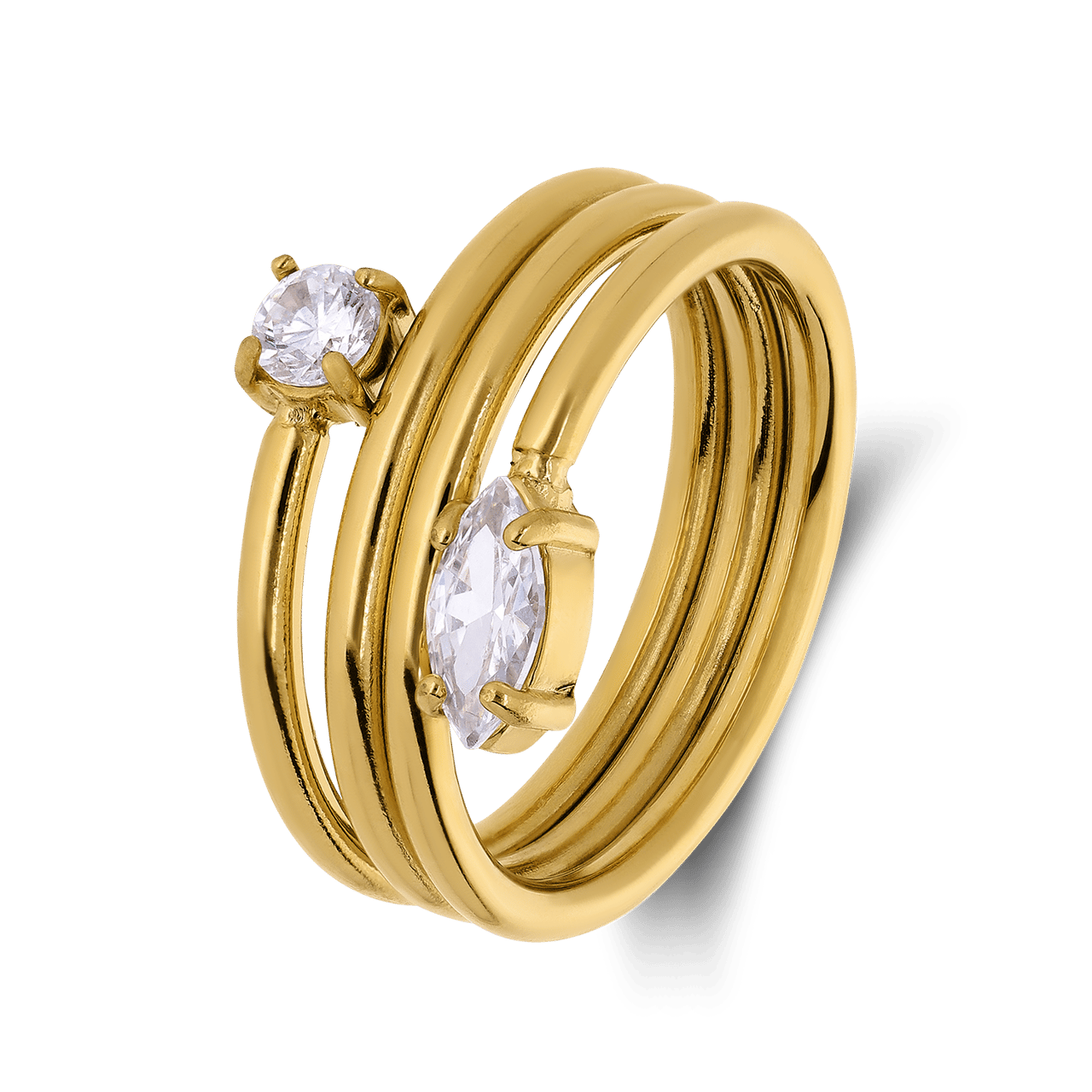 Stainless steel ring met zirkonia voor dames