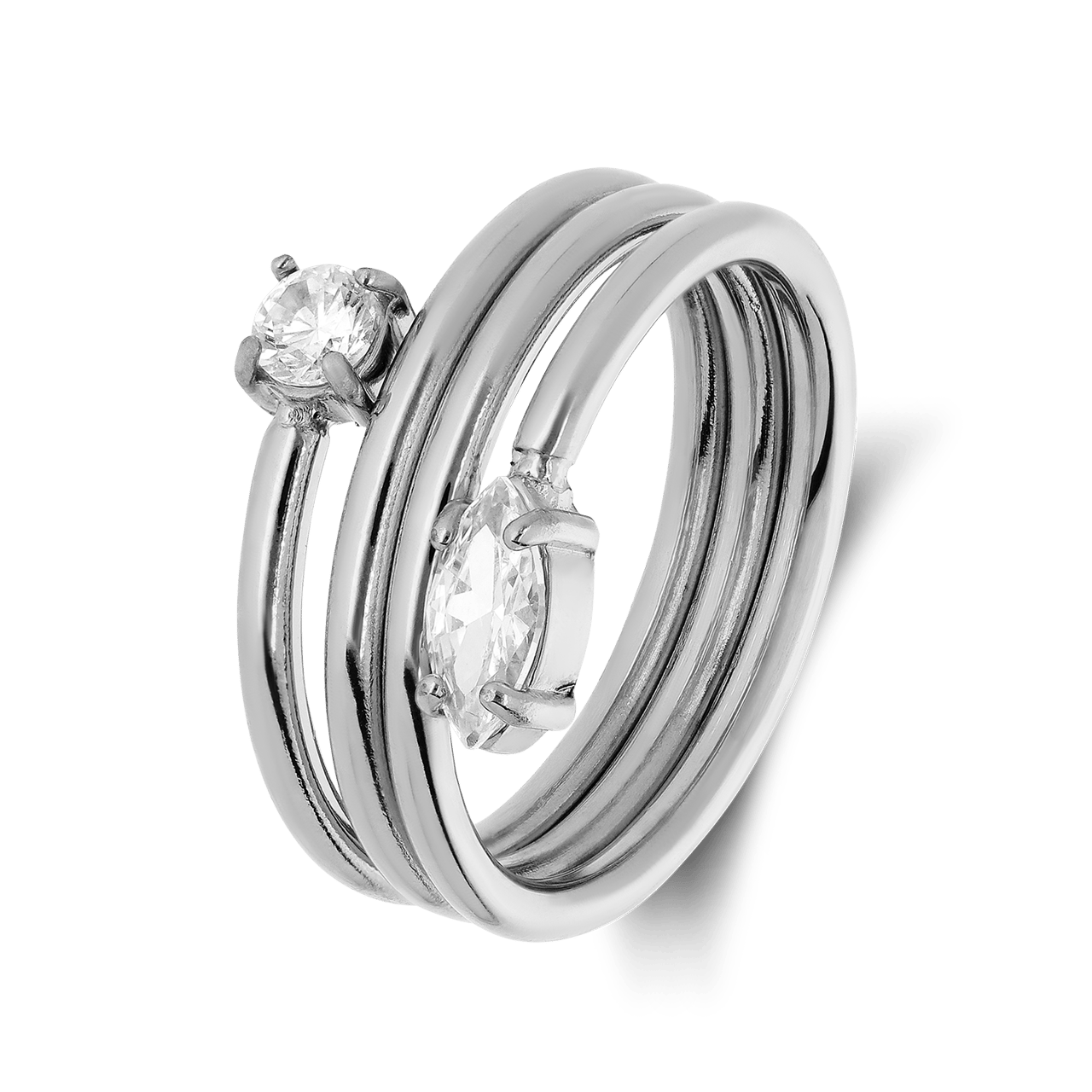 Stainless steel ring met zirkonia voor dames