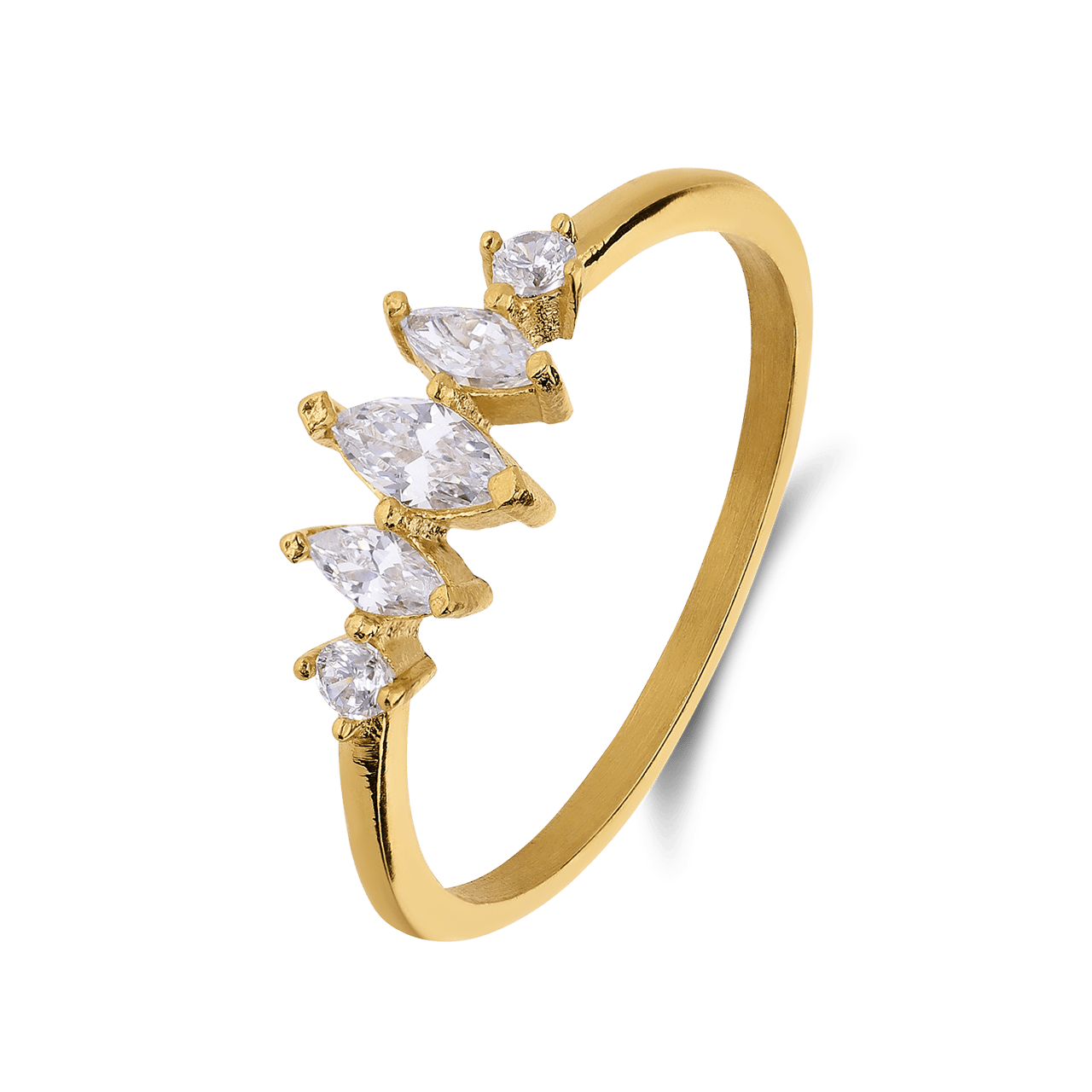 Stainless steel goldplated ring met zirkonia voor dames