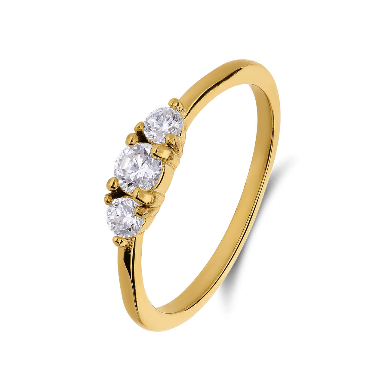 Stainless steel goldplated ring met zirkonia voor dames