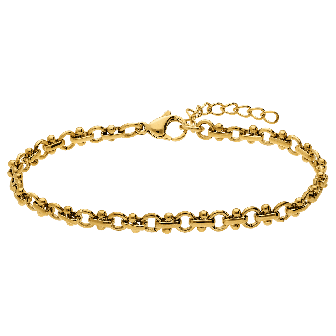 Stainless steel goldplated schakelarmband voor dames