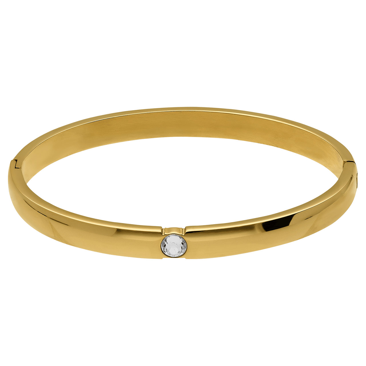 Stainless steel goldplated bangle met zirkonia voor dames
