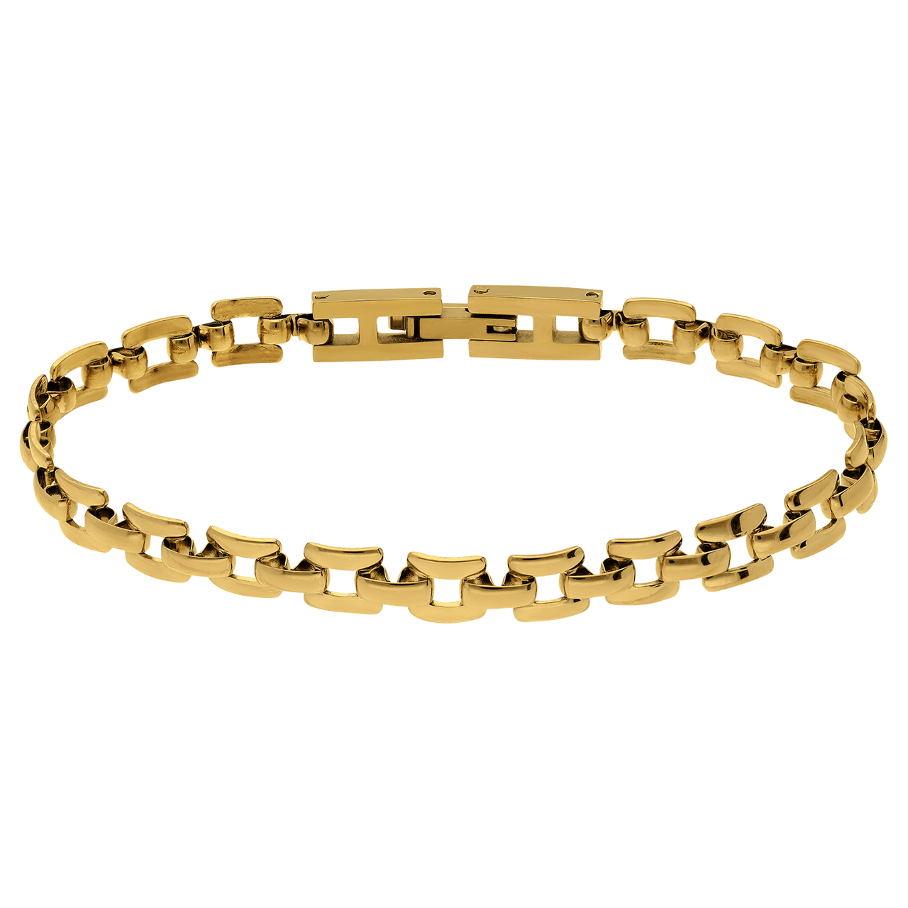 Stainless steel goldplated schakelarmband voor dames