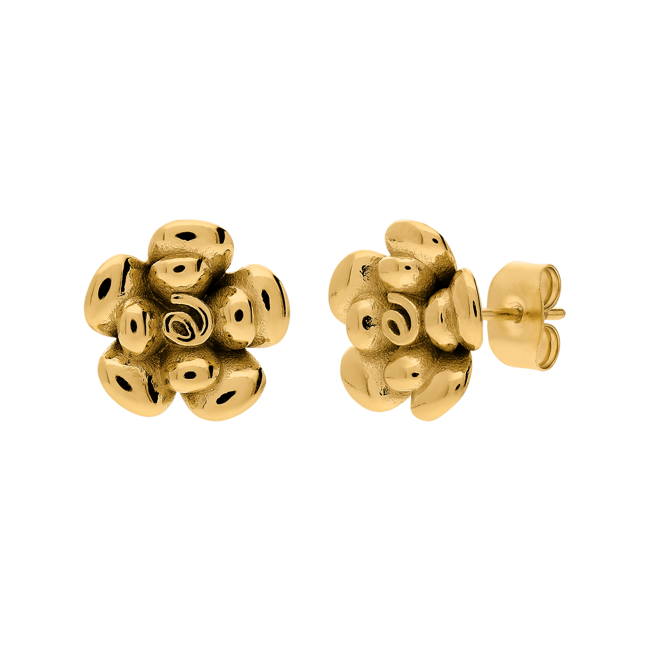 Ohrringe aus Edelstahl, vergoldet, Blumenform