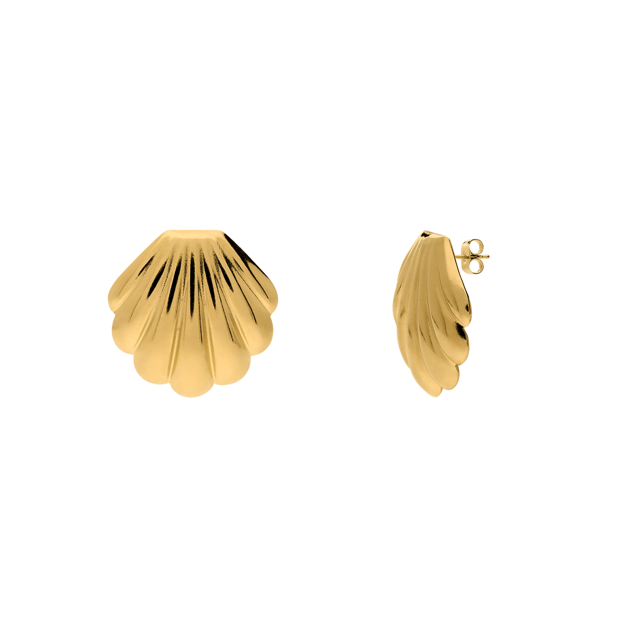 Stalen goldplated oorknoppen schelp