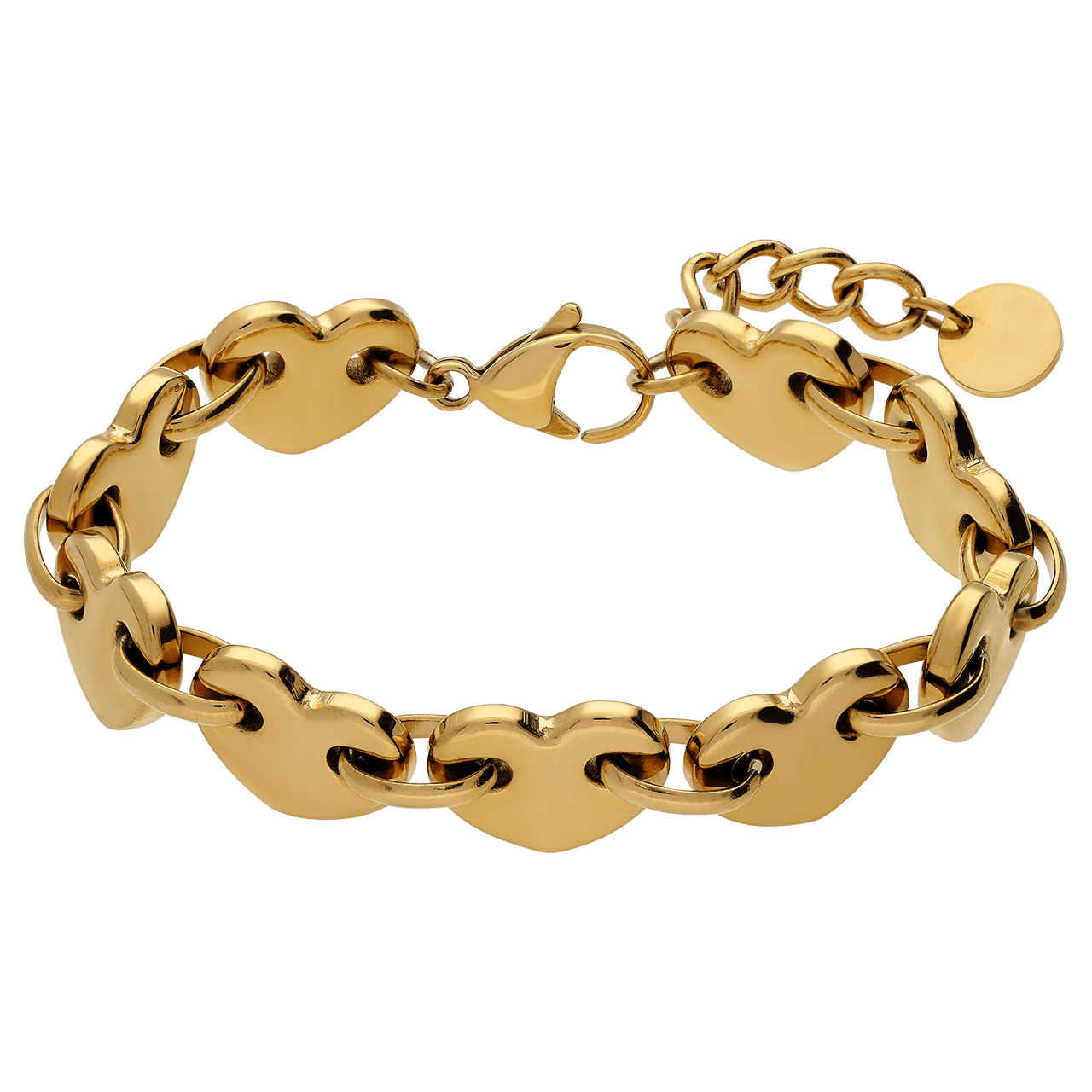 Stainless steel goldplated armband schakel hart
