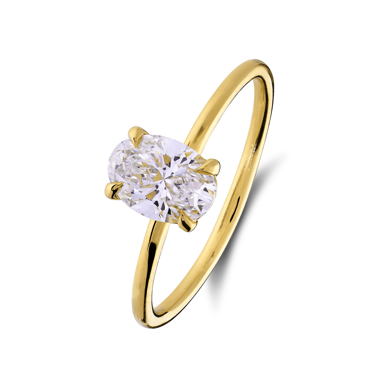 14 karaat geelgouden ring met lab grown diamant voor dames