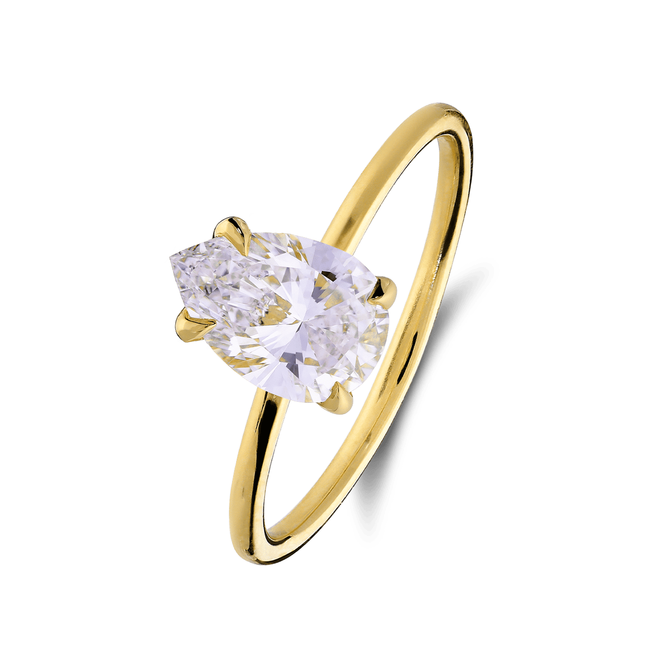 14 Karat Ring mit 1 ct Birnenform Lab-grown Diamant
