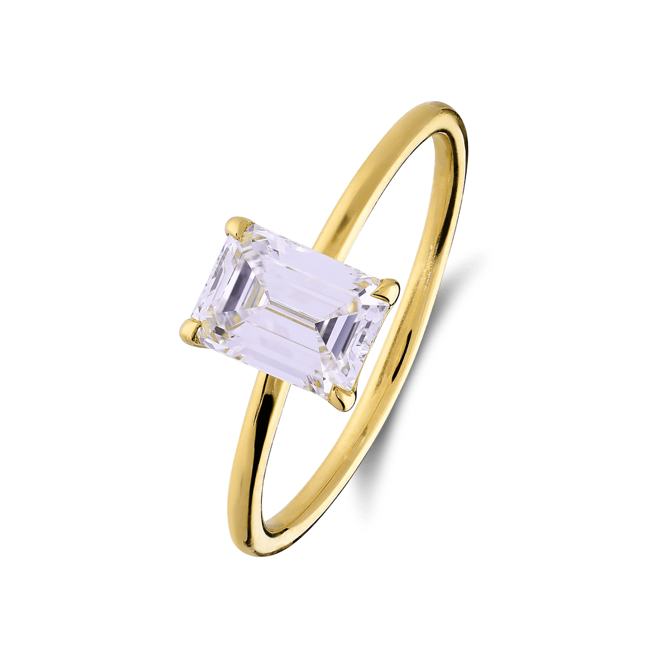 14-Karat-Ring mit 1 ct Labordiamant im Smaragdschliff