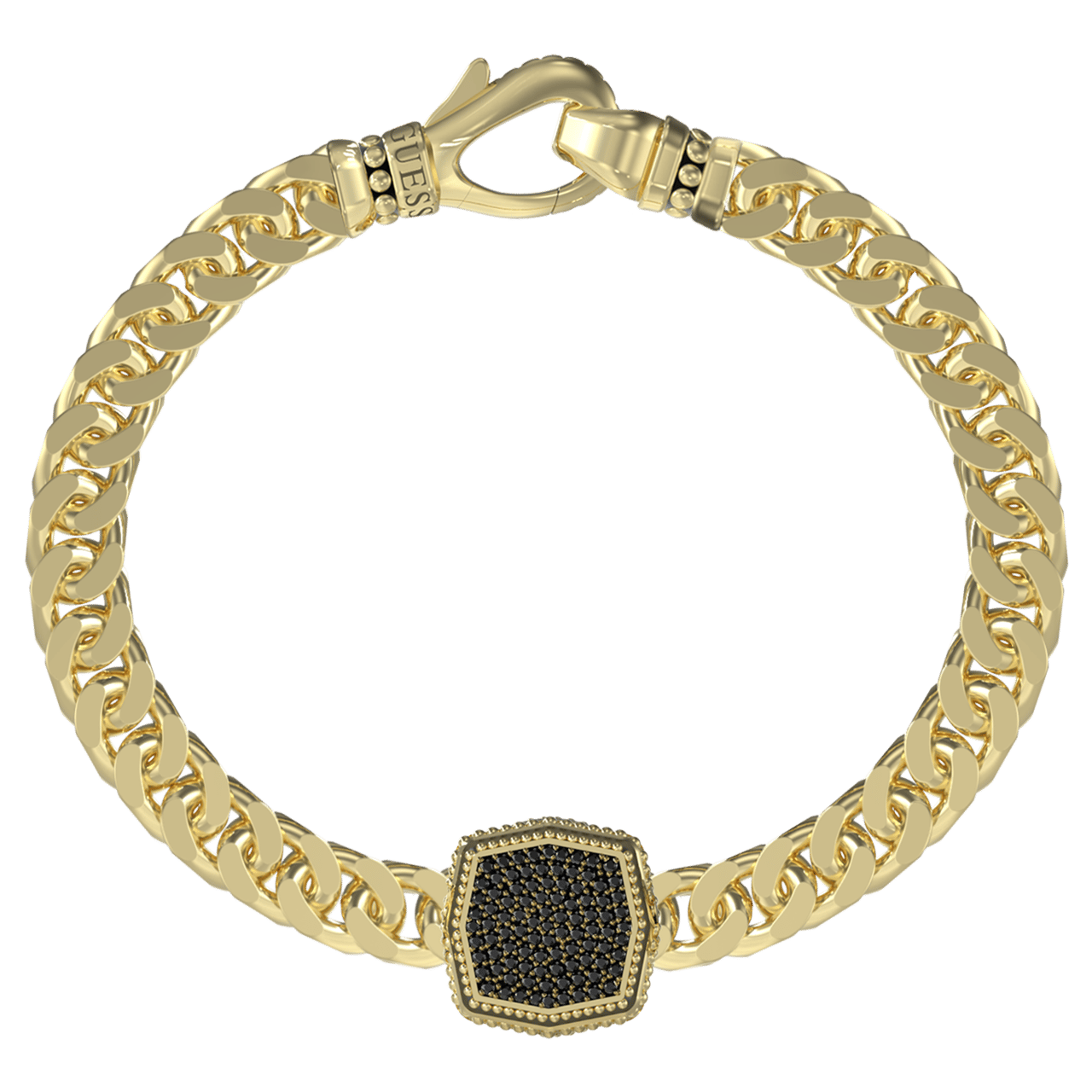 Guess heren stainless steel goldplated armband met hanger