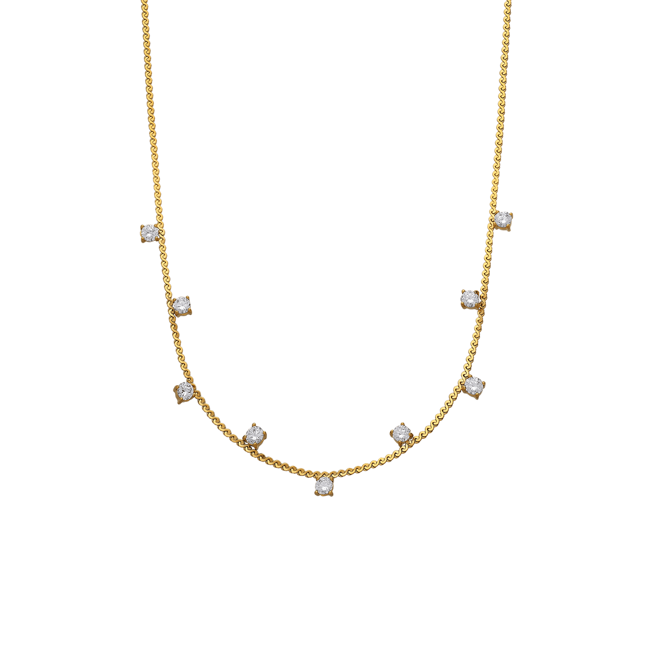 Edelstahl goldbeschichtete Kette ohne Anhänger mit Zirkonia für Damen
