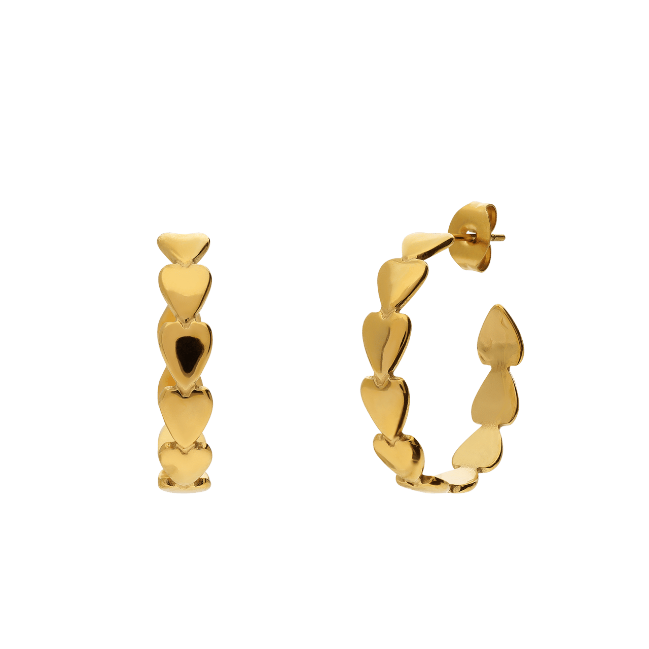 Stalen goldplated oorringen harten