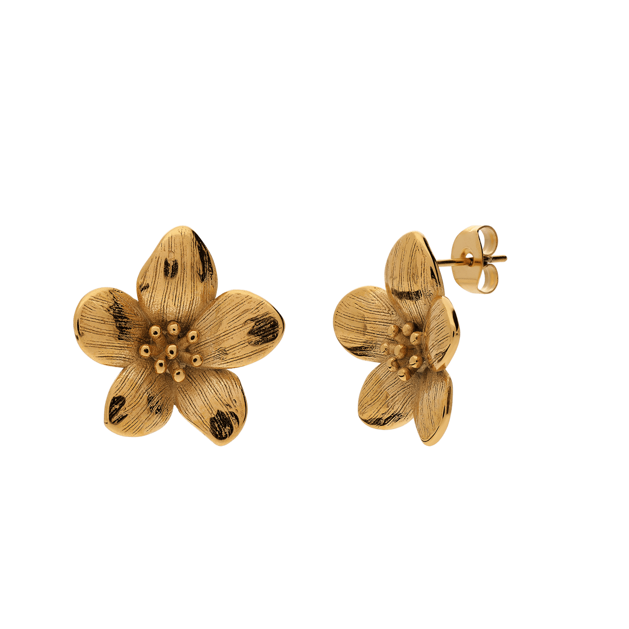 Stainless steel goldplated oorknoppen bloem
