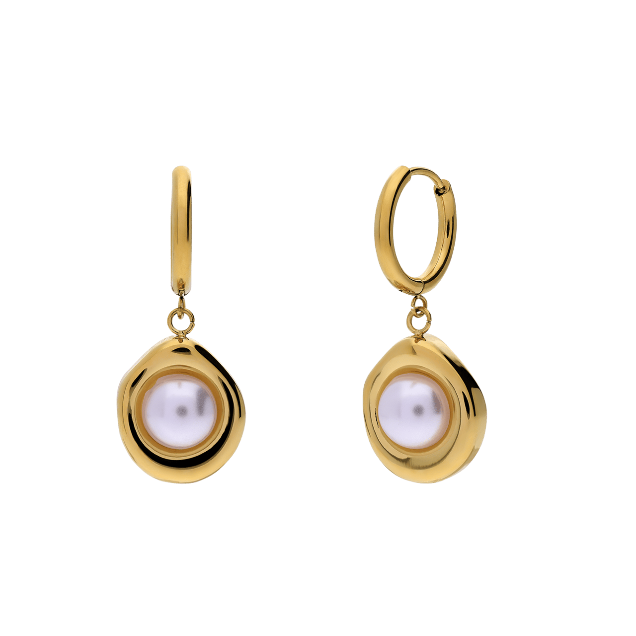 Stainless steel oorringen met parel voor dames