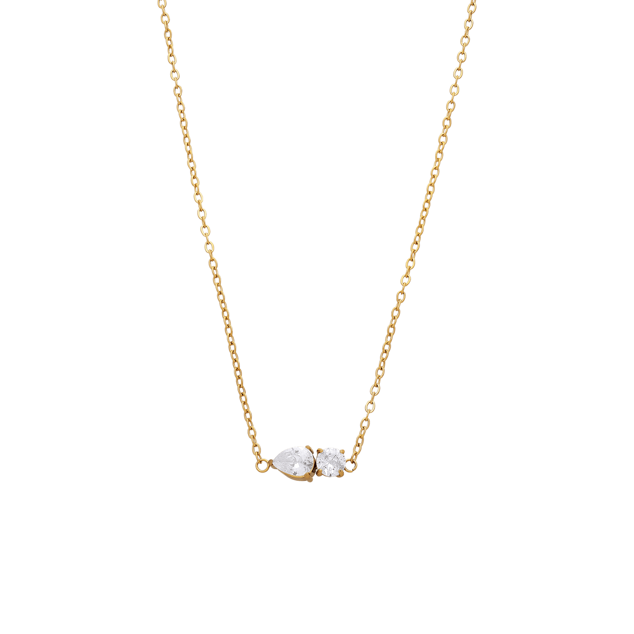 Edelstahlkette mit Anhänger und Zirkonia für Damen