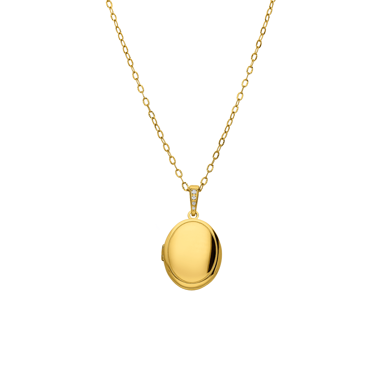 Stainless steel ketting met medaillon ovaal met zirkonia voor dames