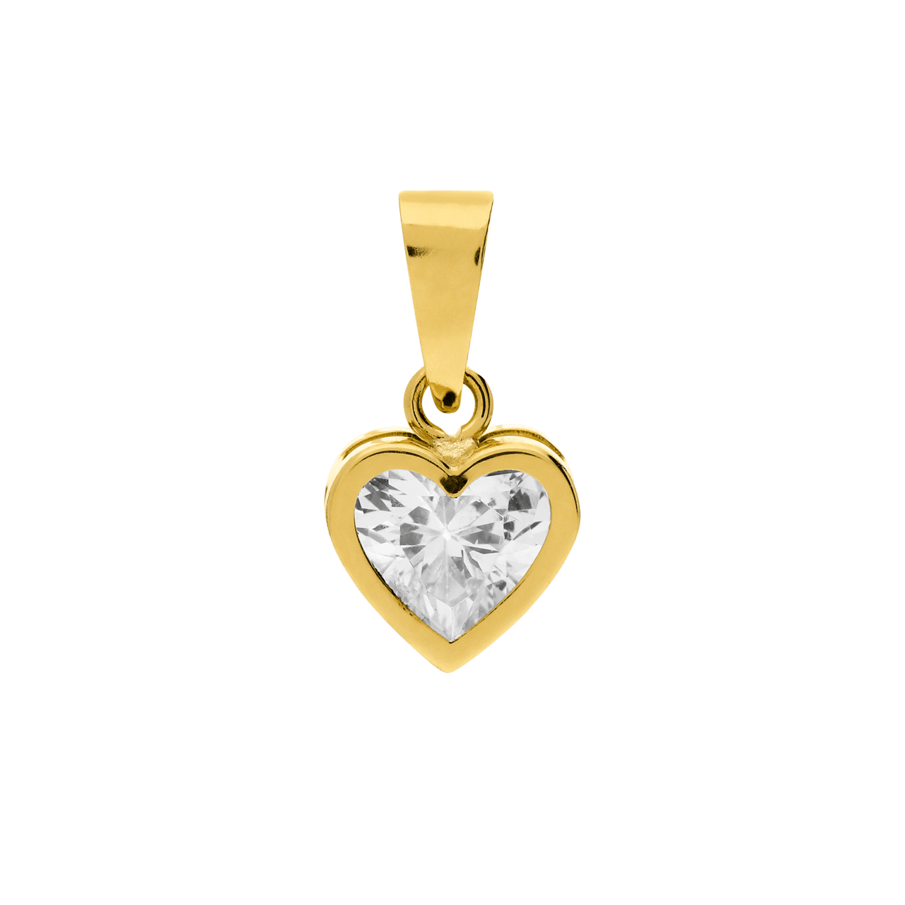 14 karaat geelgouden hanger hart met zirkonia voor dames