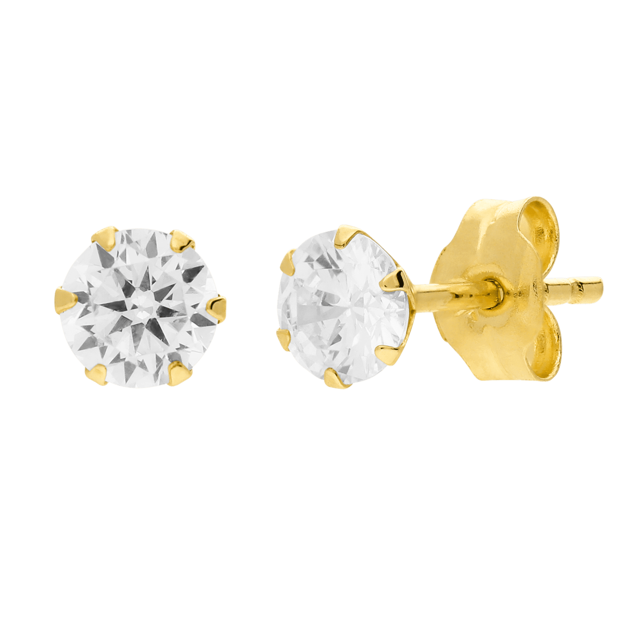 14 karaat gouden oorknoppen met zirkonia 4mm