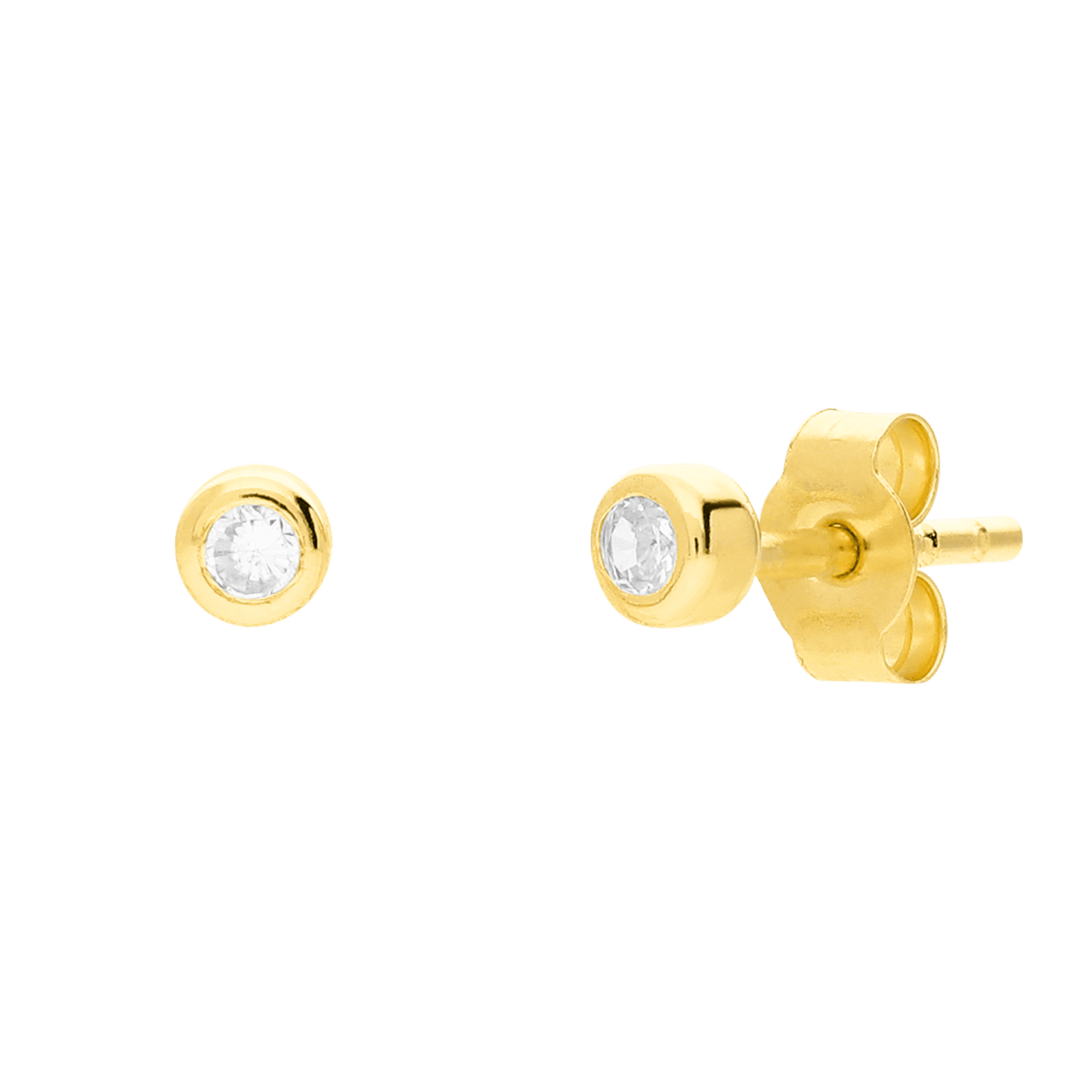 14 Karat Gold-Ohrstecker mit 2 mm Zirkonia