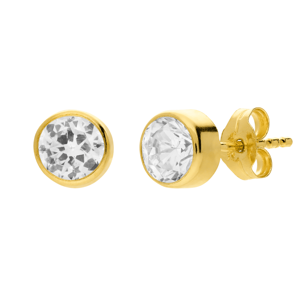 14 karaat gouden oorknoppen met zirkonia 5mm