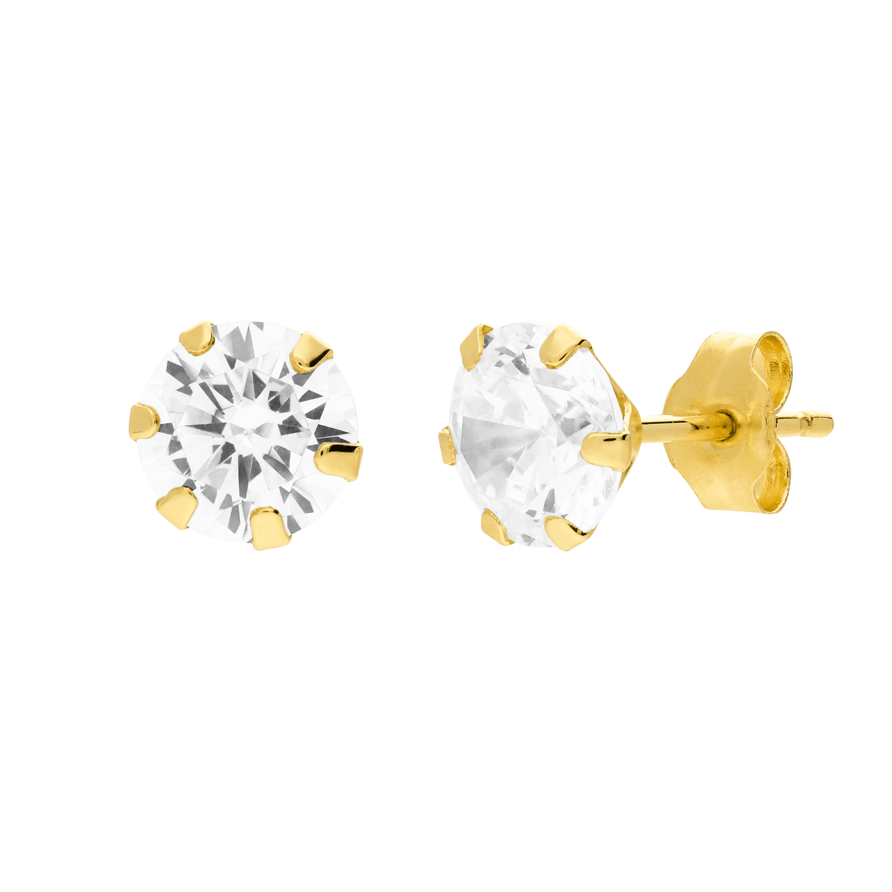 14 karaat gouden oorknoppen met zirkonia 6mm